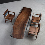 Black Walnut Wood Epoxy Table Rounded Corners 33.46"Wx102.30" L KAZANA HOME